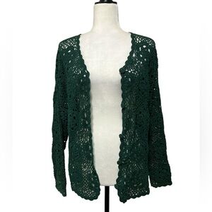 Vintage Secret Ingredient Floral Crochet Button Down Cardigan Sweater